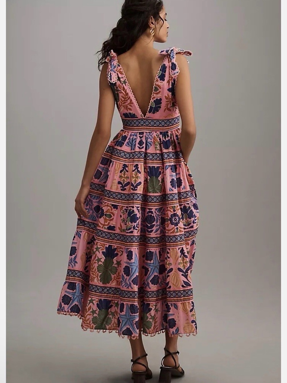 FARM RIO Seashell Tapestry Pink Midi-Dress - Picture 3 of 7
